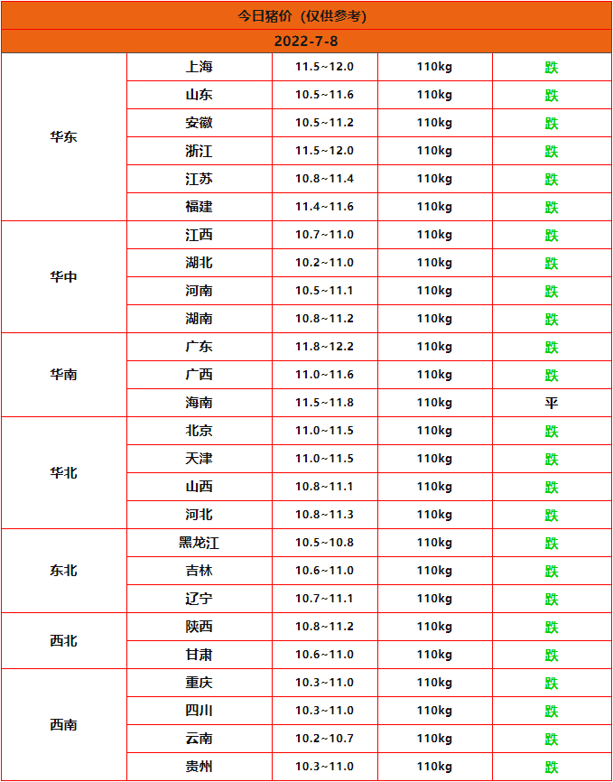 全国猪价行情